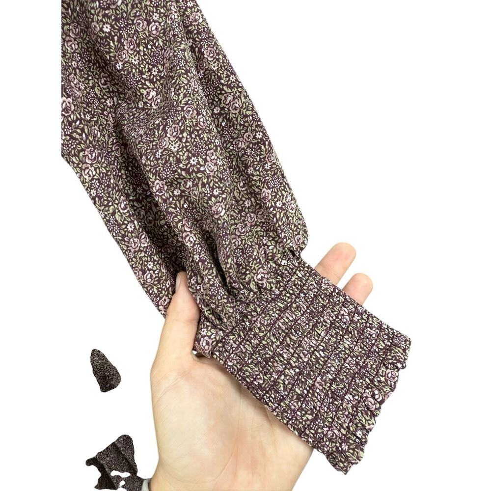 In Loom Micro Floral Brown Pink Long Sleeve Maxi Dress Womens Boutique Large - Picture 6 of 8